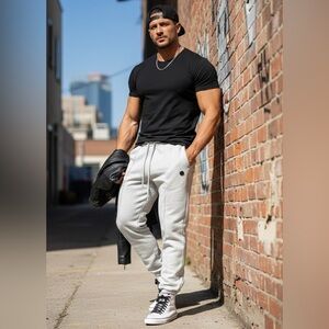 Men's Light Gray Jogger Pants size L